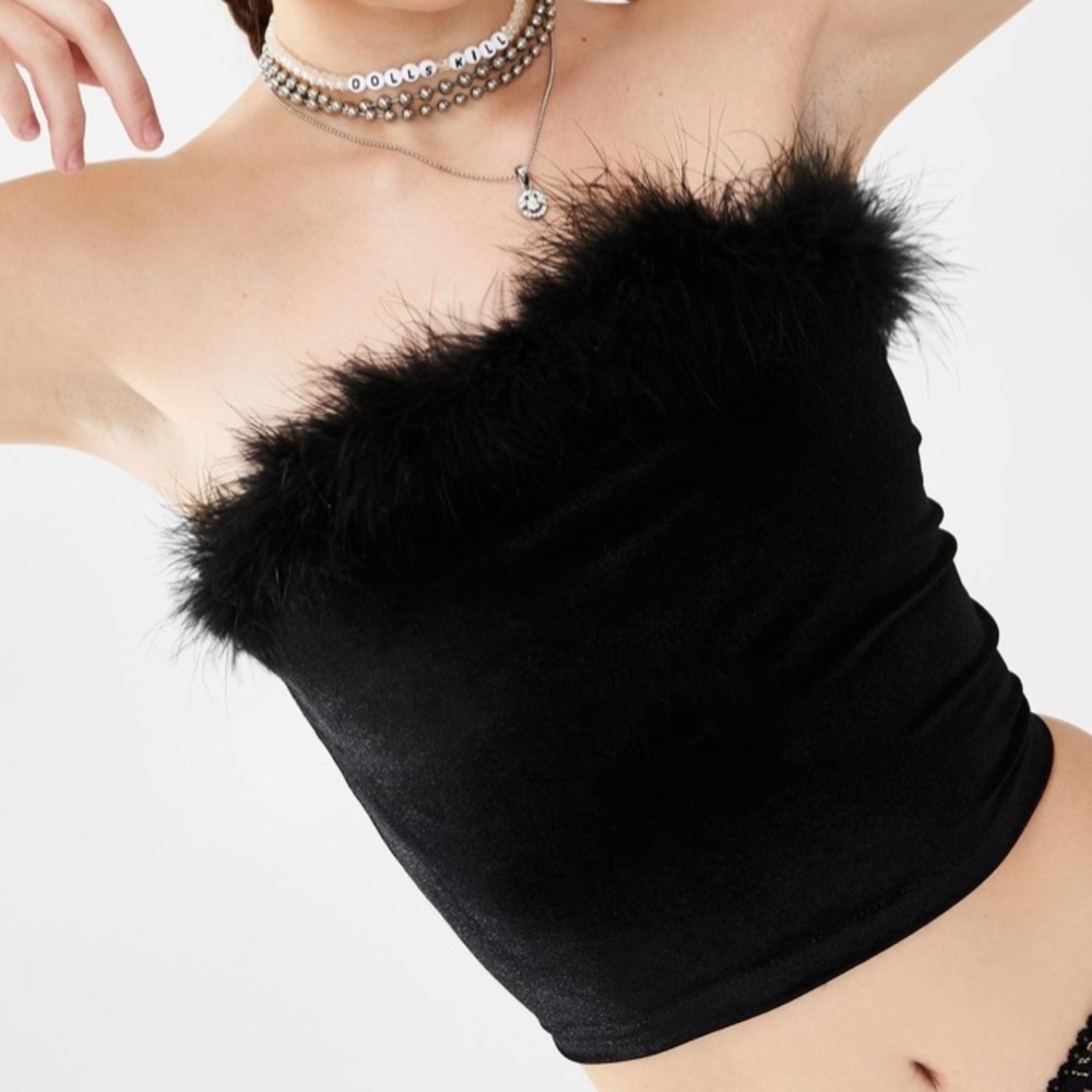 Delias*  Dollskill Black Velvet Feather Tube Top